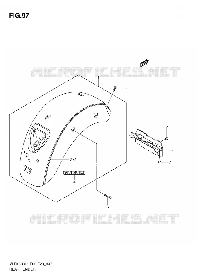 ACHTERSPATBORD (VLR1800TL1 E28) Suzuki MOTO 1800 INTRUDER 2011  VLR1800L1(E3/E28)
