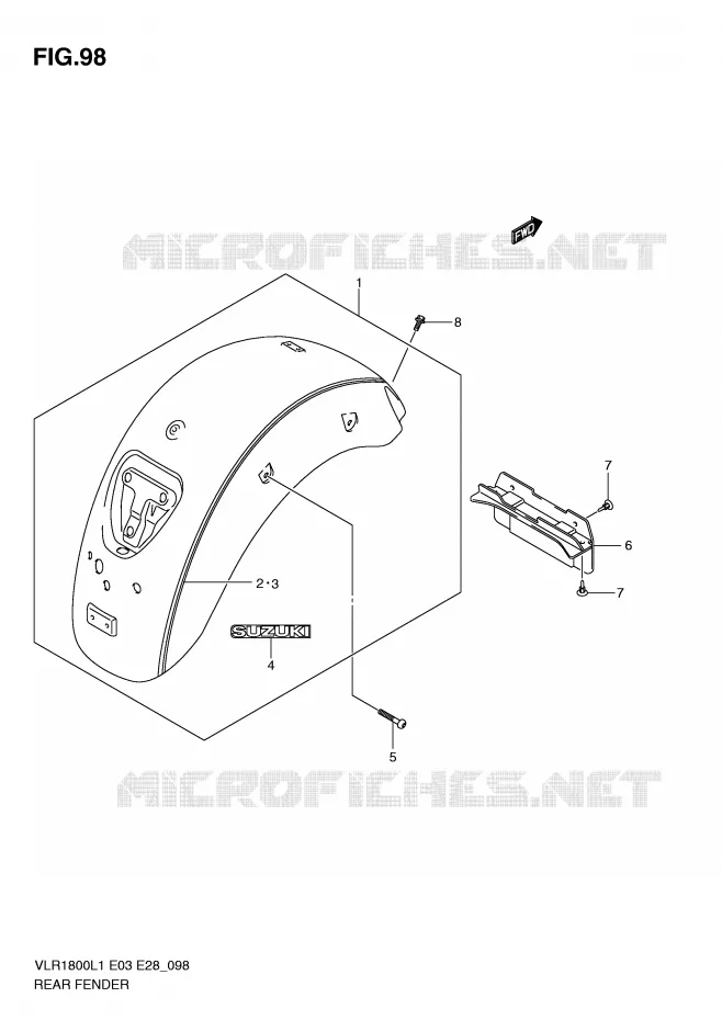 ACHTERSPATBORD (VLR1800TL1 E33) Suzuki MOTO 1800 INTRUDER 2011  VLR1800TL1(E3/E28)