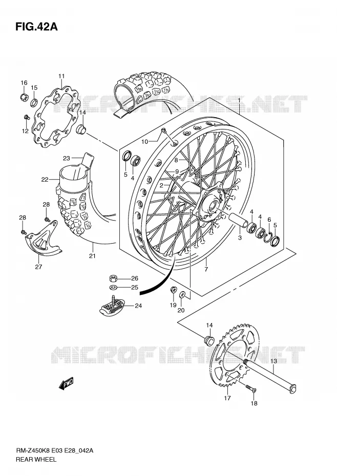 ACHTERWIEL (RM-Z450L1) Suzuki MOTO 450 RM-Z 2011  RM-Z450L1(E3/E28)