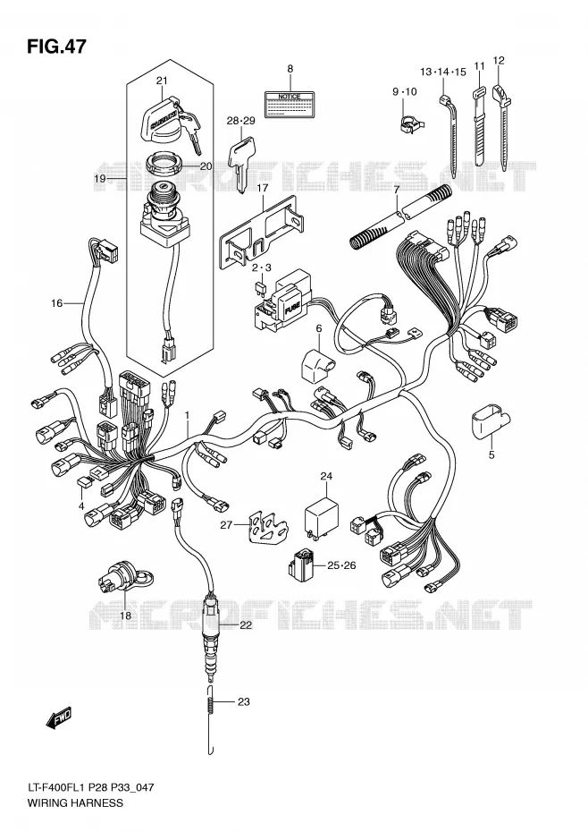 BEDRADING (LT-F400FL1 P33) Suzuki QUAD 400 KINGQUAD 2011  LT-F400FZL1(P28/P33)