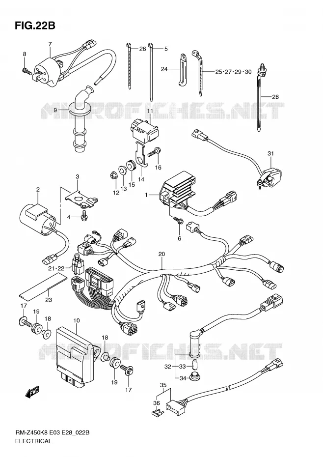 ELEKTRISCH (RM-Z450L1) Suzuki MOTO 450 RM-Z 2009  RM-Z450K9(E3/E28)