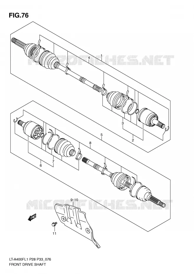 FRONT AANDRIJFAS Suzuki QUAD 400 KINGQUAD 2011  LT-A400FL1(P28/P33)