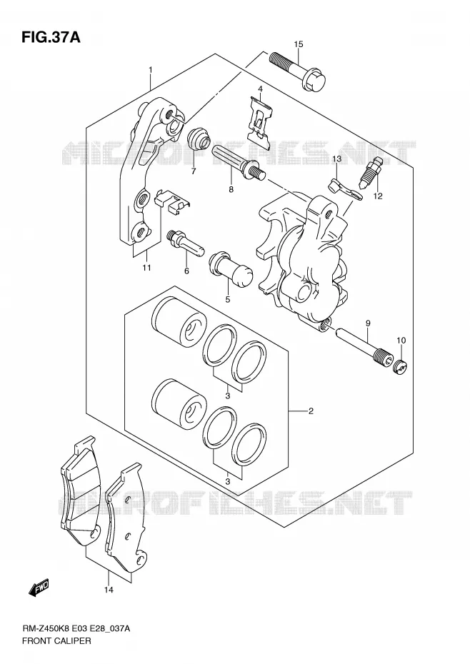 FRONT CALIPER (RM-Z450L1) Suzuki MOTO 450 RM-Z 2010  RM-Z450L0(E3/E28)