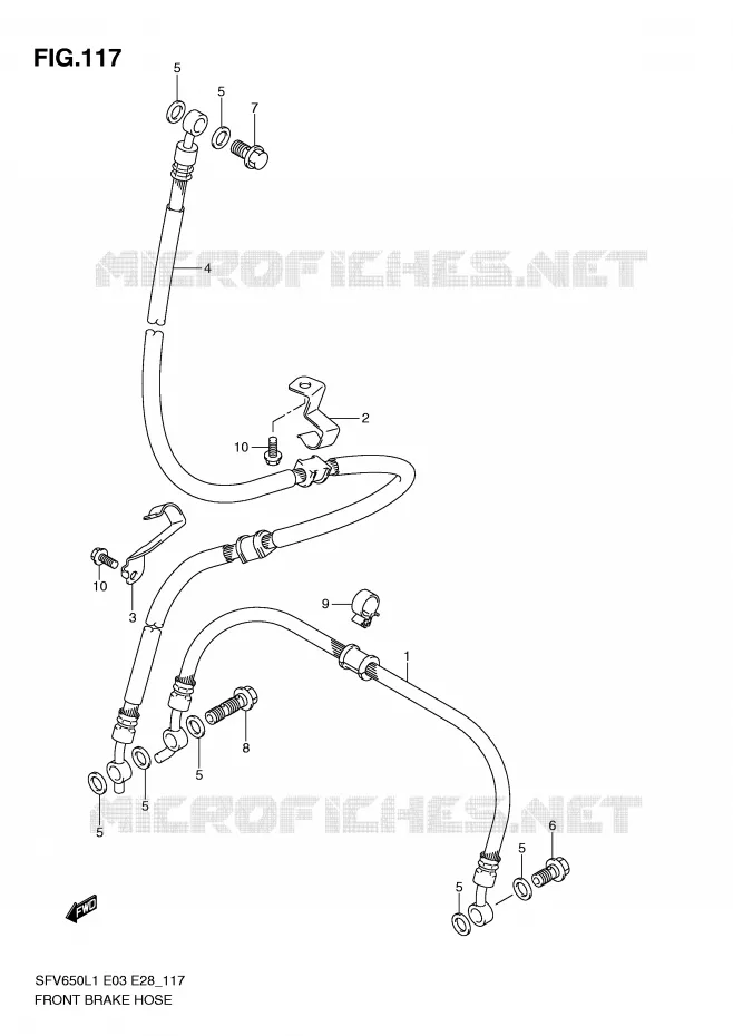 FRONT REMSLANG (SFV650L1 E28) Suzuki MOTO 650 GLADIUS 2011  SFV650L1(E3/E28)