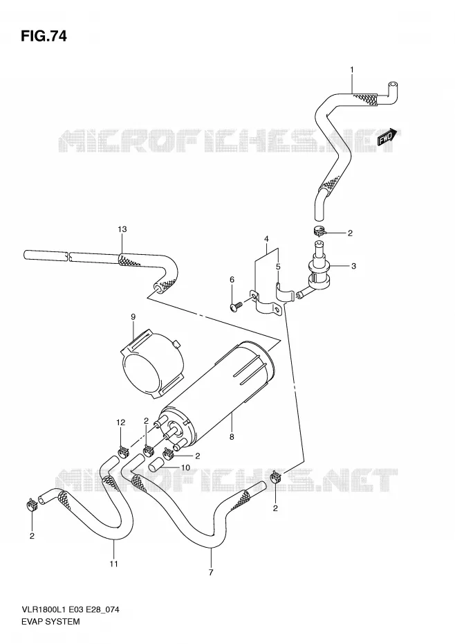 FUEL EVAP SYSTEM (VLR1800L1 E33) Suzuki MOTO 1800 BOULEVARD 2011  VLR1800TL1(E3/E28)