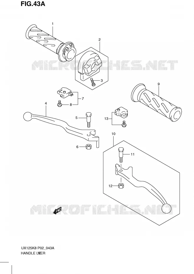 HEFBOMEN - HANDGRIPS (MODEL L0) Suzuki SCOOTER 125 SIXTEEN 2010  UX125L0(P02)