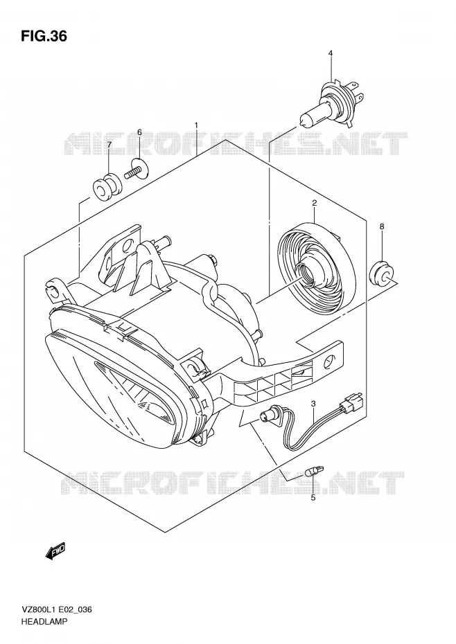 KOPLAMP (VZ800L1 E2) Suzuki MOTO 800 MARAUDER 2011  VZ800L1(E2)