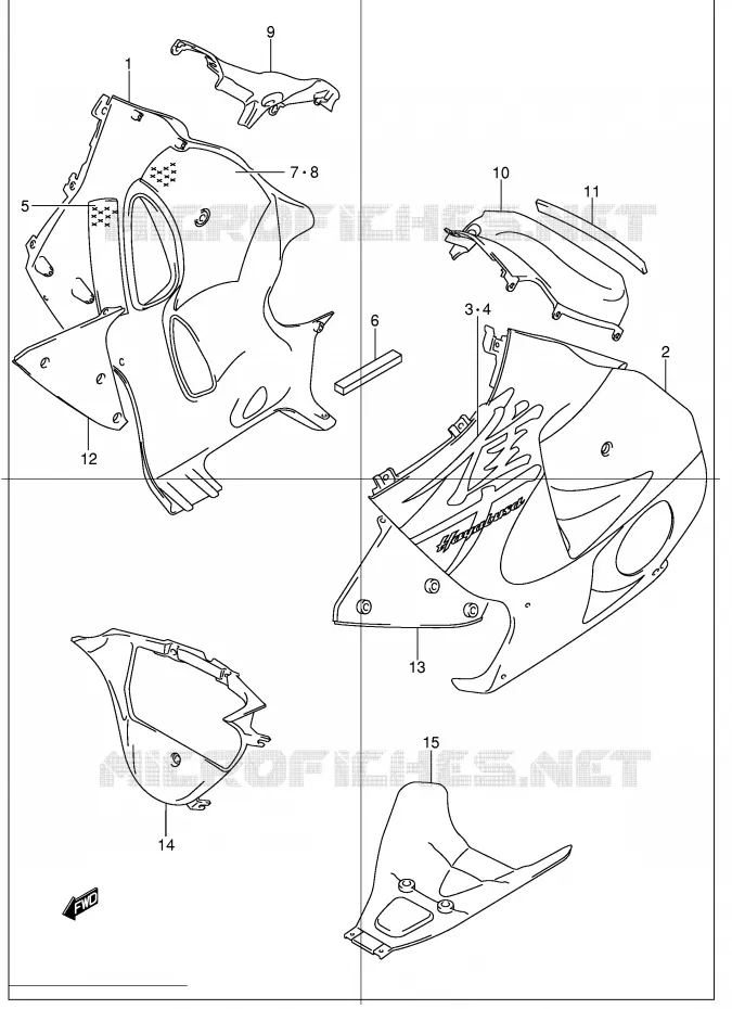 ONDER COWLING (MODELE K2) Suzuki MOTO 1300 HAYABUSA 2003  GSX1300RK3(E2)