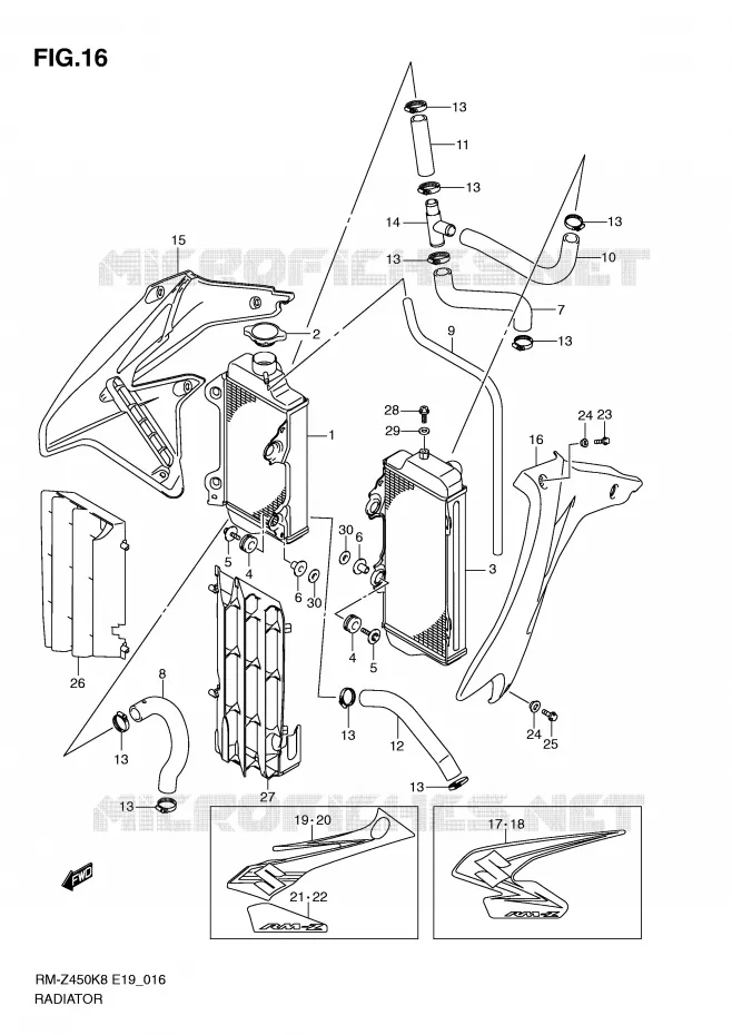 RADIATOR (RM-Z450K8/K9) Suzuki MOTO 450 RM-Z 2012  RM-Z450L1(E19)