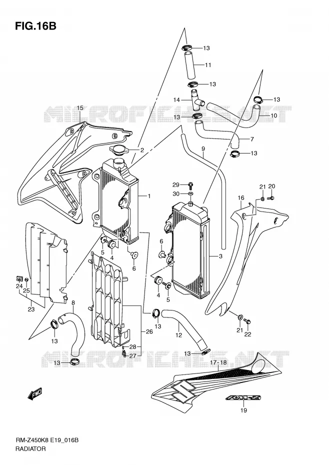 RADIATOR (RM-Z450L1) Suzuki MOTO 450 RM-Z 2012  RM-Z450L1(E19)