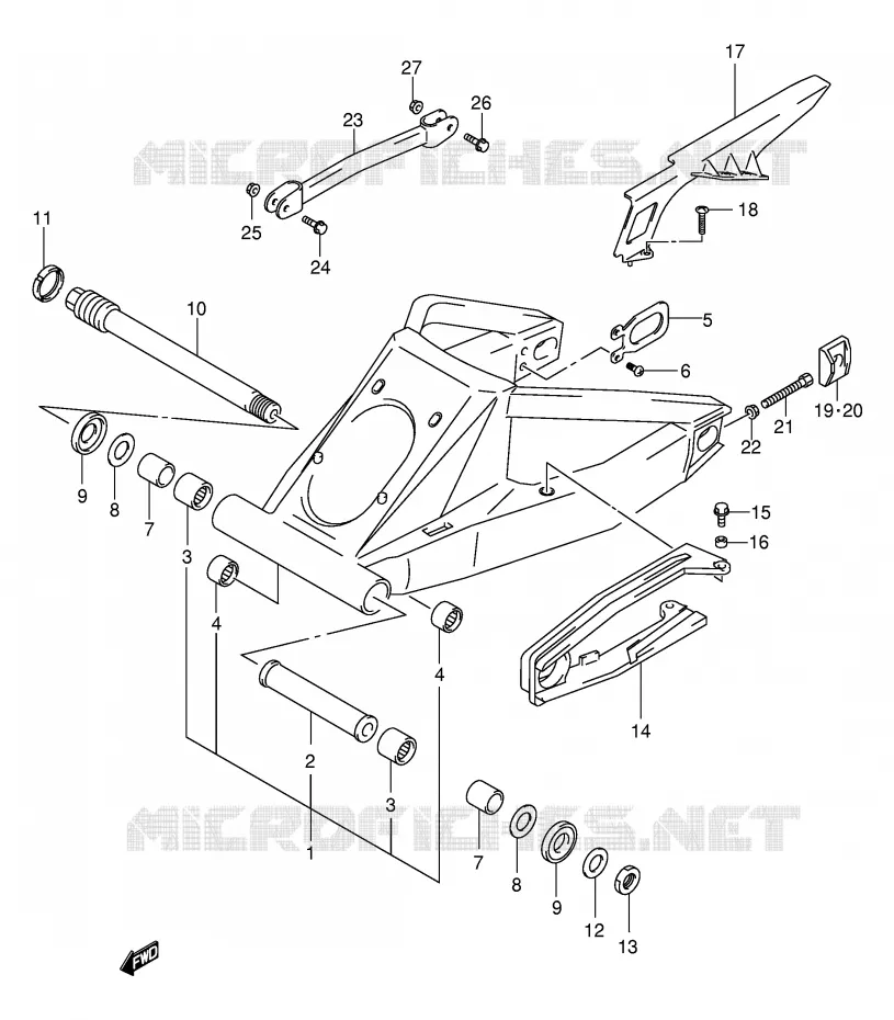 SWINGARM (MODELE X/Y/K1/K2) Suzuki MOTO 1300 HAYABUSA 2003  GSX1300RZK3(E2)