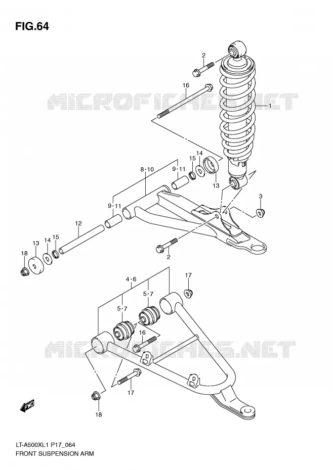 VOORWIELOPHANGING ARM Suzuki QUAD 500 KINGQUAD 2011  LT-A500XL1(P17)