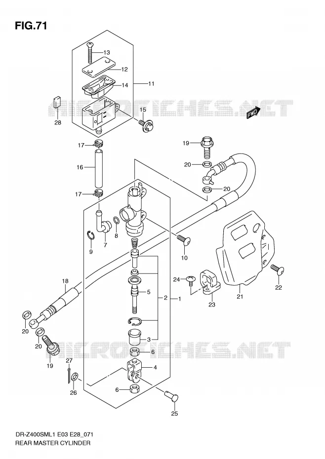 ACHTER HOOFDREMCILINDER Suzuki MOTO 400 DR-Z 2011  DR-Z400SML1(E3/E28)