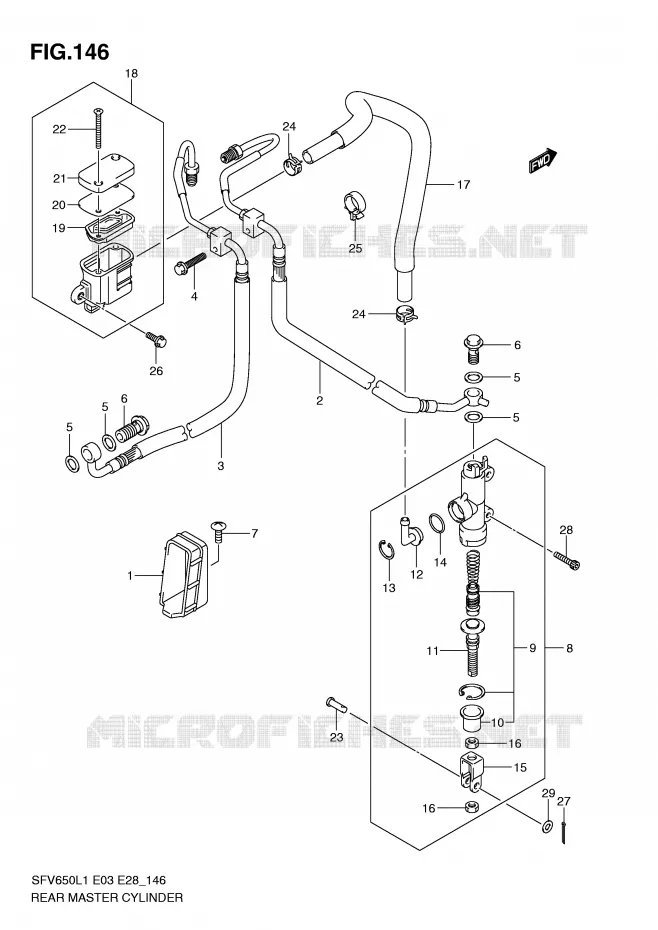 ACHTER hoofdremcilinder (SFV650AL1 E28) Suzuki MOTO 650 GLADIUS 2011  SFV650AL1(E3/E28)