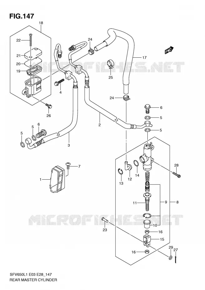 ACHTER hoofdremcilinder (SFV650AL1 E33) Suzuki MOTO 650 GLADIUS 2011  SFV650L1(E3/E28)