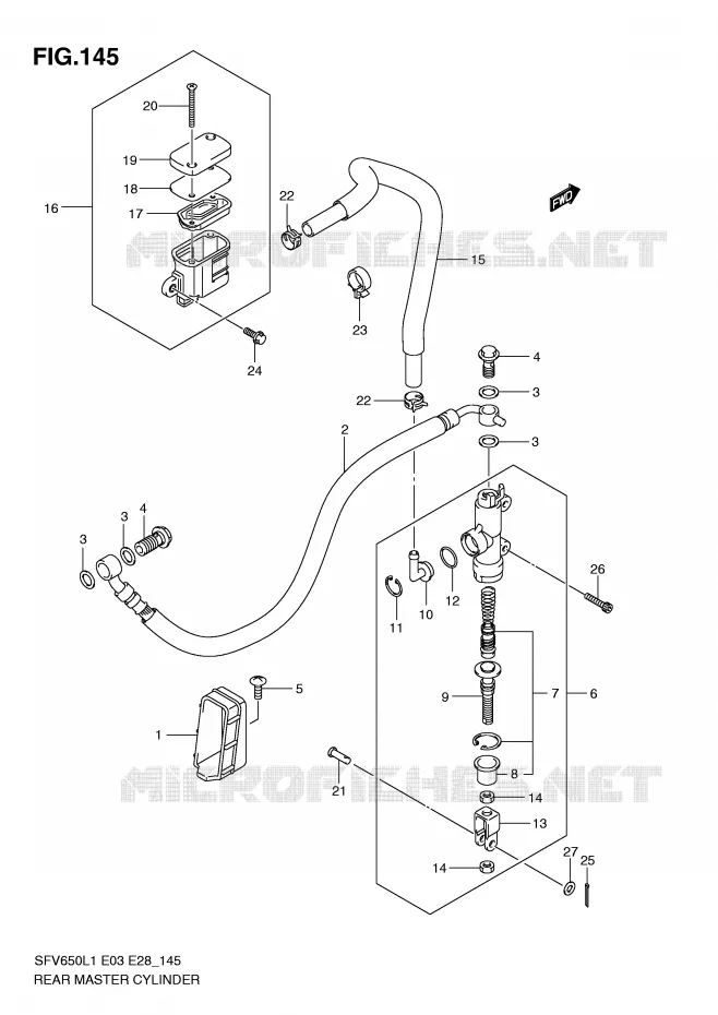 ACHTER hoofdremcilinder (SFV650L1 E33) Suzuki MOTO 650 GLADIUS 2011  SFV650AL1(E3/E28)
