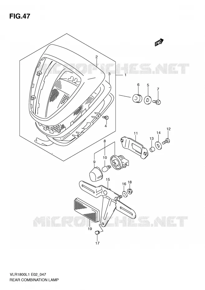 ACHTERLICHT (VLR1800L1 E19) Suzuki MOTO 1800 INTRUDER 2011  VLR1800TL1(E2)