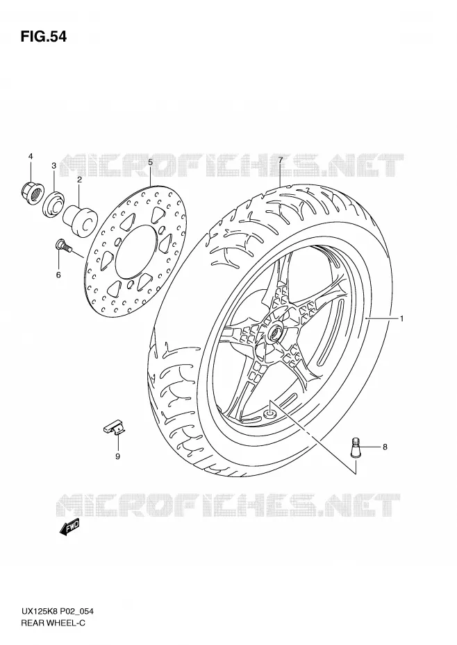 ACHTERWIEL (MODEL K8) Suzuki SCOOTER 125 SIXTEEN 2008  UX125K8(P02)