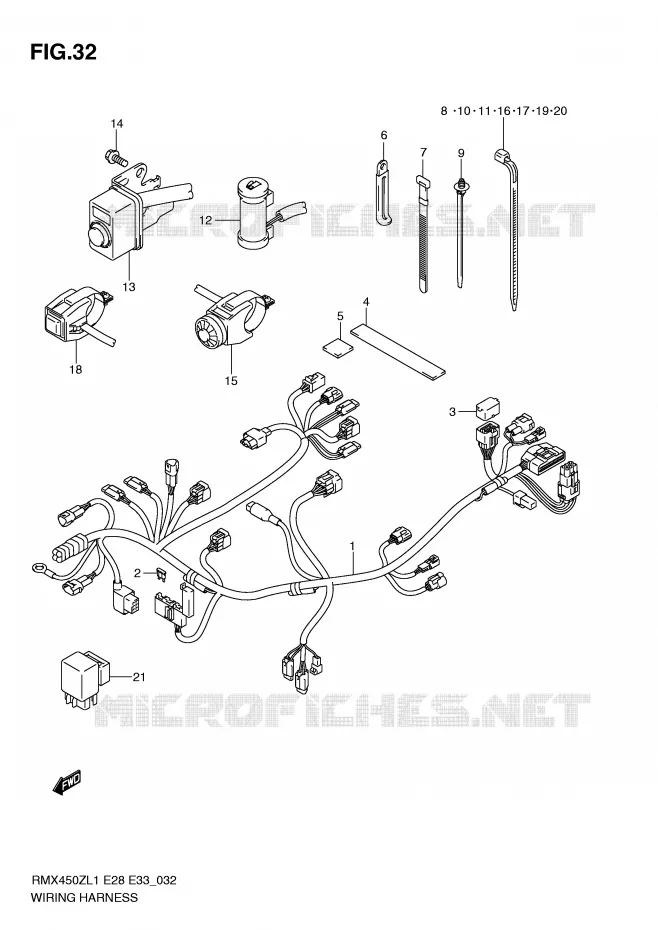 BEDRADING Suzuki MOTO 450 RMX-Z 2011  RMX450ZL1(E28/E33)