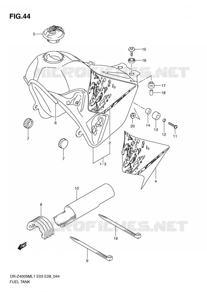 BENZINETANK (DR-Z400SML1 E33) Suzuki MOTO 400 DR-Z 2011  DR-Z400SML1(E3/E28)