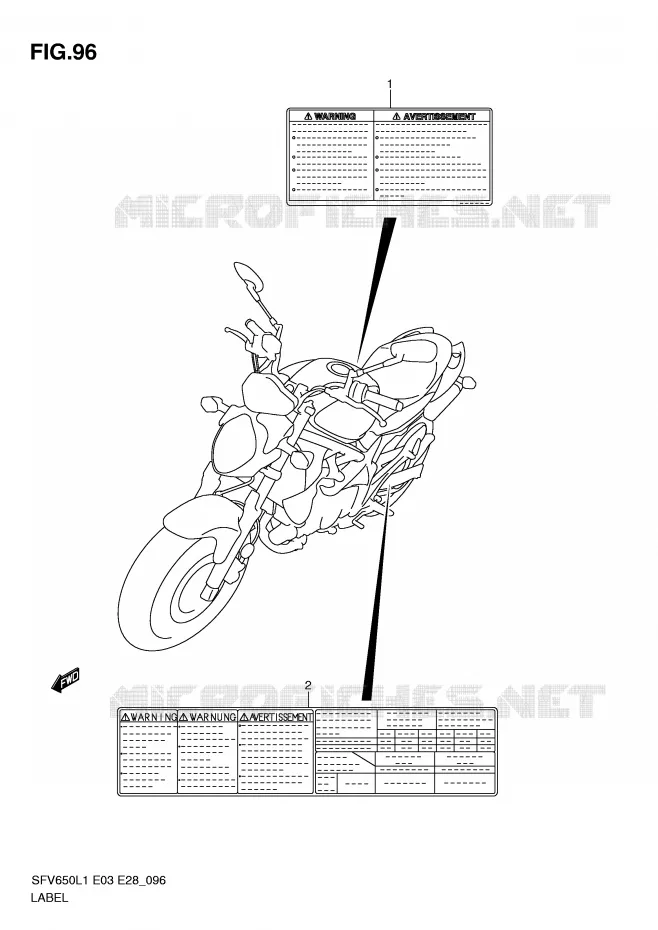ETIKET (SFV650AL1 E28) Suzuki MOTO 650 GLADIUS 2011  SFV650AL1(E3/E28)