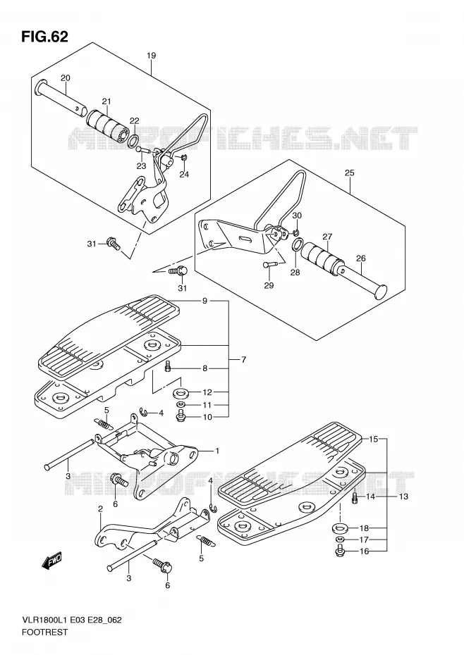 FOOTREST (VLR1800L1 E28) Suzuki MOTO 1800 INTRUDER 2011  VLR1800L1(E3/E28)