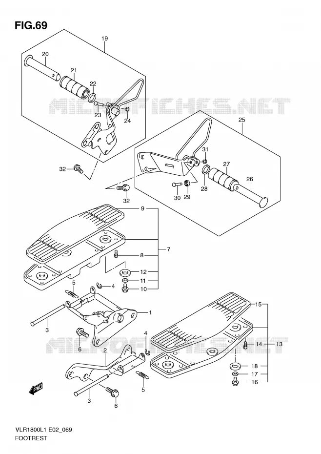 FOOTREST (VLR1800TL1 E19) Suzuki MOTO 1800 INTRUDER 2011  VLR1800TL1(E2)