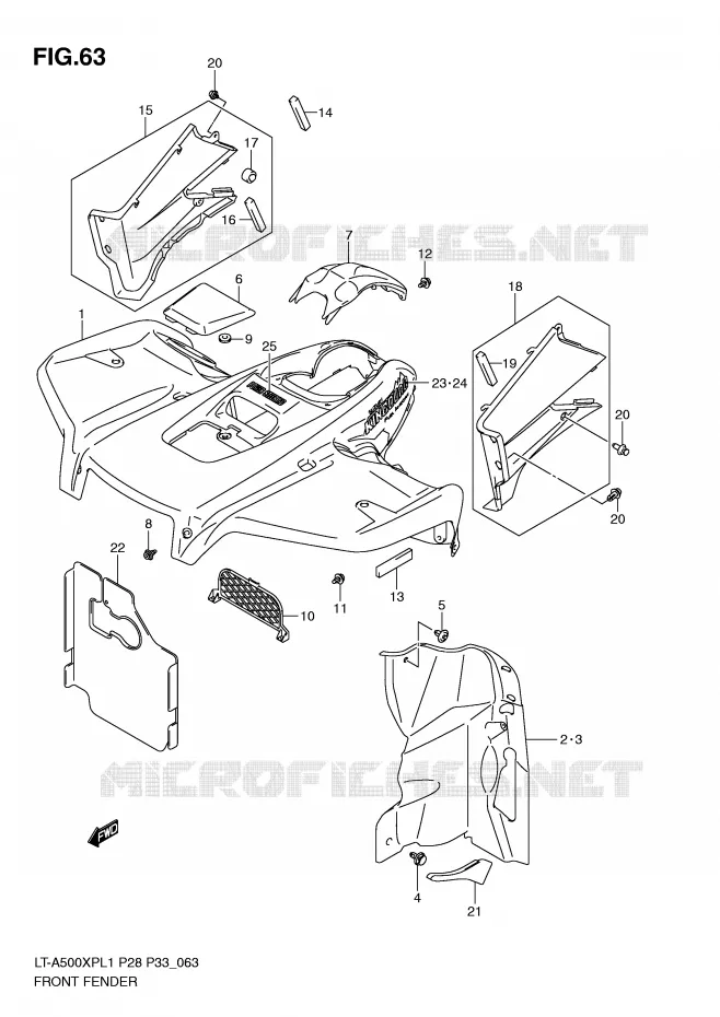 FRONT FENDER (LT-A500XPL1 P33) Suzuki QUAD 500 KINGQUAD 2011  LT-A500XPL1(P28/P33)
