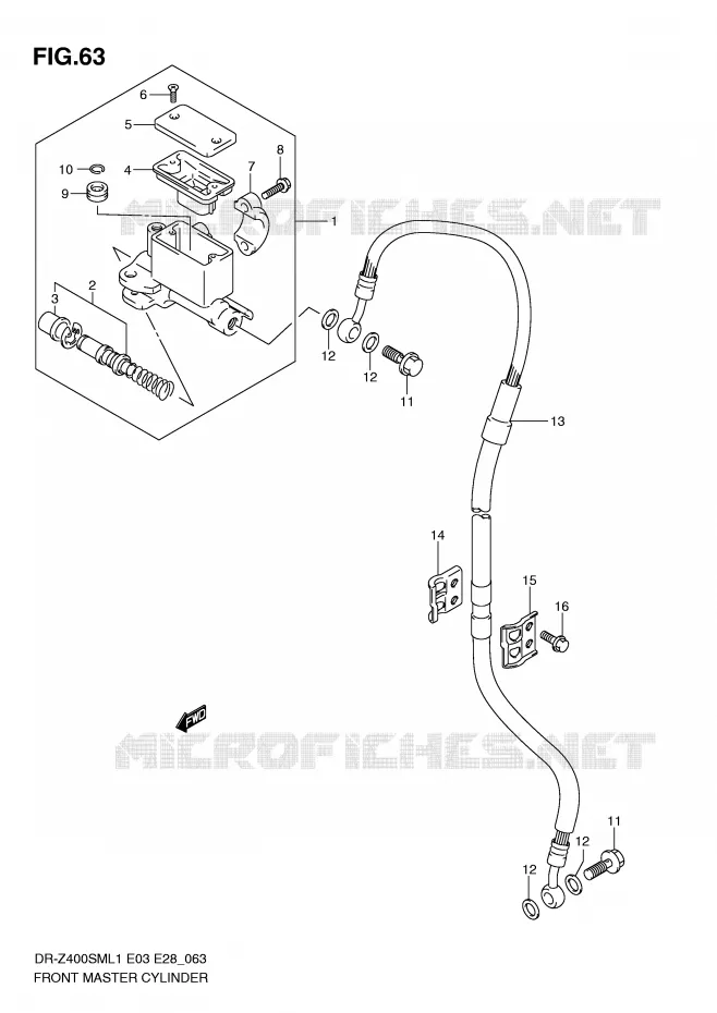 FRONT HOOFDREMCILINDER Suzuki MOTO 400 DR-Z 2011  DR-Z400SML1(E3/E28)