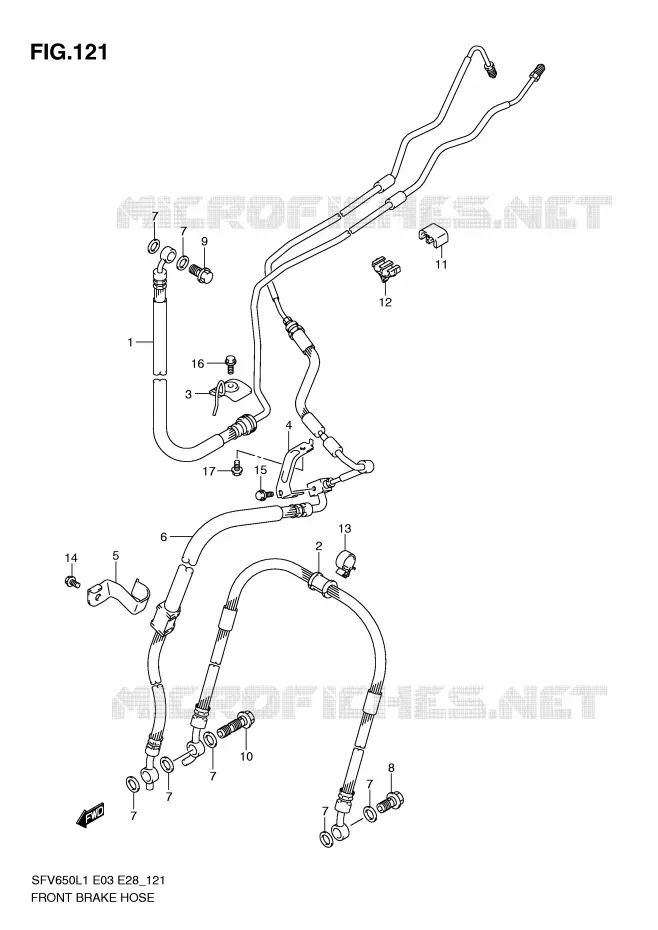 FRONT REMSLANG (SFV650AL1 E33) Suzuki MOTO 650 GLADIUS 2011  SFV650AL1(E3/E28)