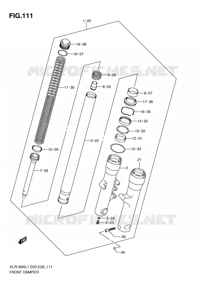 FRONT SCHOKDEMPER Suzuki MOTO 1800 INTRUDER 2011  VLR1800L1(E3/E28)