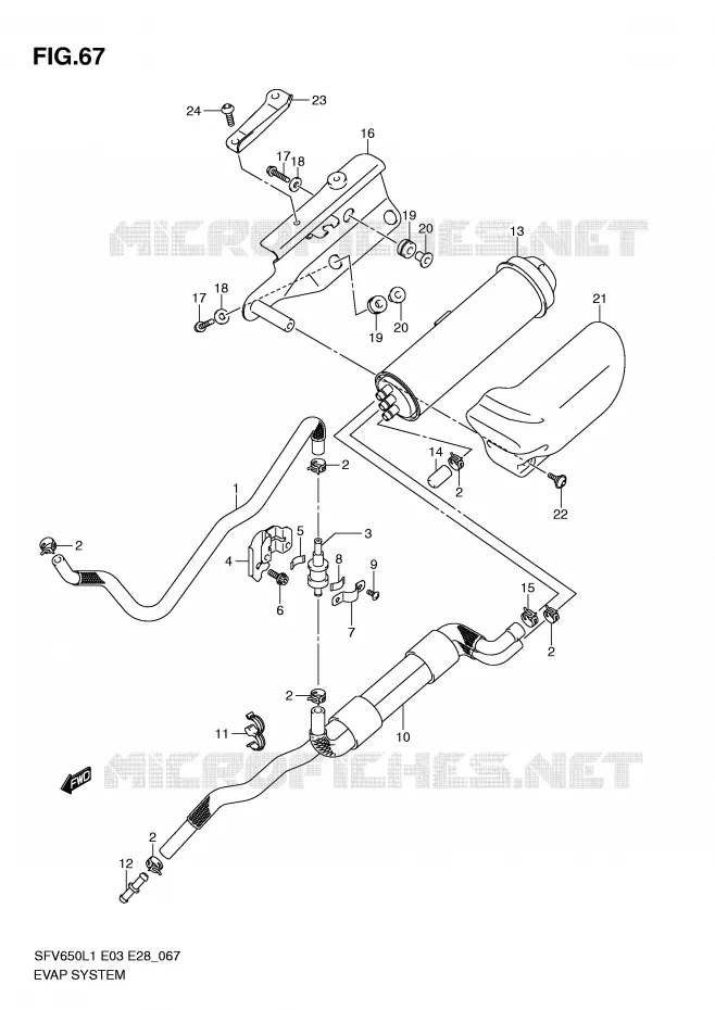 FUEL EVAP SYSTEM (SFV650AL1 E33) Suzuki MOTO 650 GLADIUS 2011  SFV650AL1(E3/E28)
