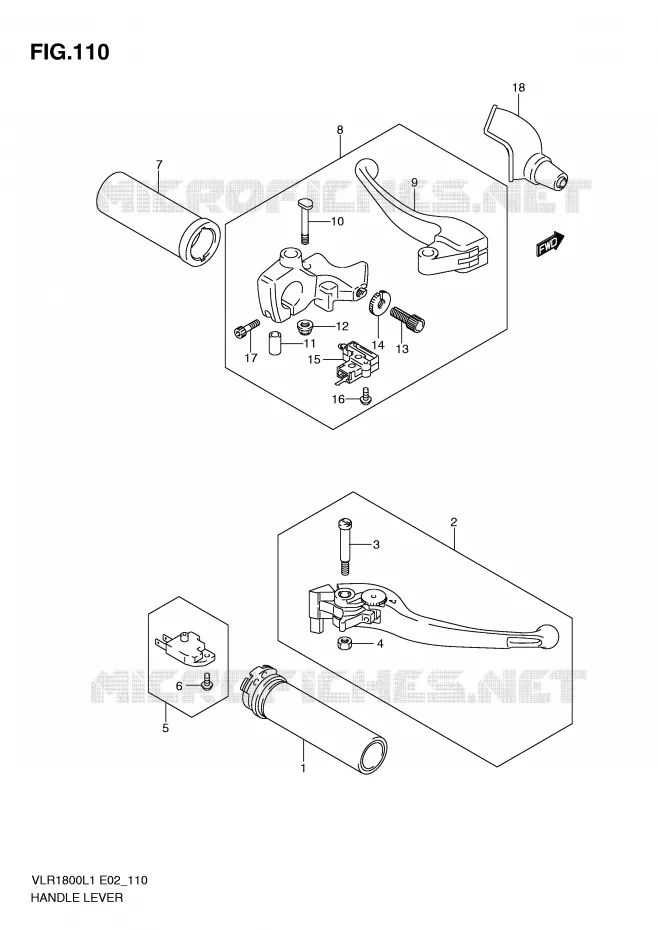 HANDGRIPS - LEVERS Suzuki MOTO 1800 INTRUDER 2011  VLR1800L1(E2)