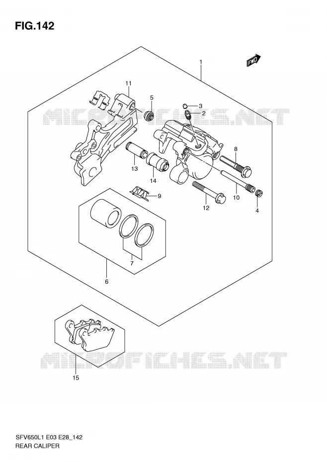 REAR CALIPER (SFV650AL1 E33) Suzuki MOTO 650 GLADIUS 2011  SFV650AL1(E3/E28)