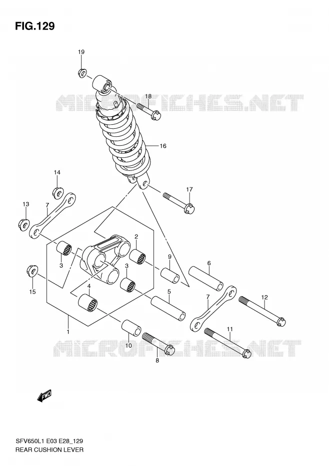 SCHOKBREKER AANEENSCHAKELING (SFV650L1 E3) Suzuki MOTO 650 GLADIUS 2011  SFV650L1(E3/E28)