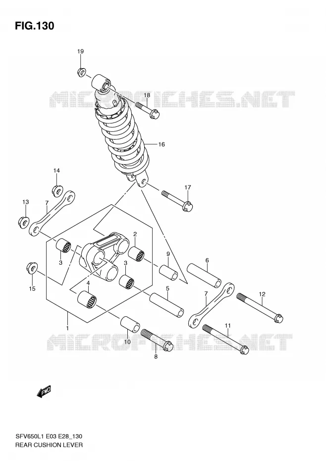 SCHOKBREKER AANEENSCHAKELING (SFV650L1 E33) Suzuki MOTO 650 GLADIUS 2011  SFV650L1(E3/E28)