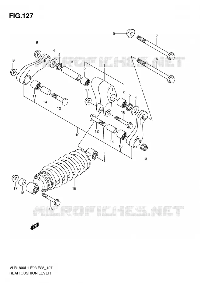 SCHOKBREKER AANEENSCHAKELING (VLR1800TL1 E28) Suzuki MOTO 1800 BOULEVARD 2011  VLR1800TL1(E3/E28)