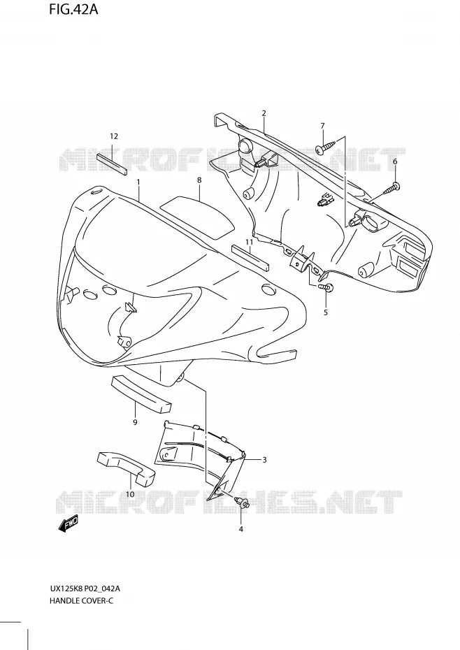 STUUR KUIP (MODEL L0) Suzuki SCOOTER 125 SIXTEEN 2010  UX125L0(P02)