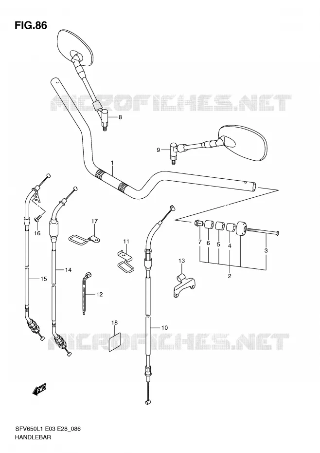 STUUR (SFV650L1 E28) Suzuki MOTO 650 GLADIUS 2011  SFV650AL1(E3/E28)