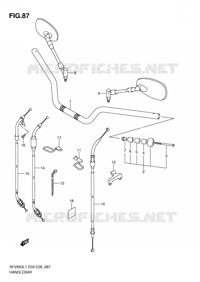 STUUR (SFV650L1 E3) Suzuki MOTO 650 GLADIUS 2011  SFV650L1(E3/E28)