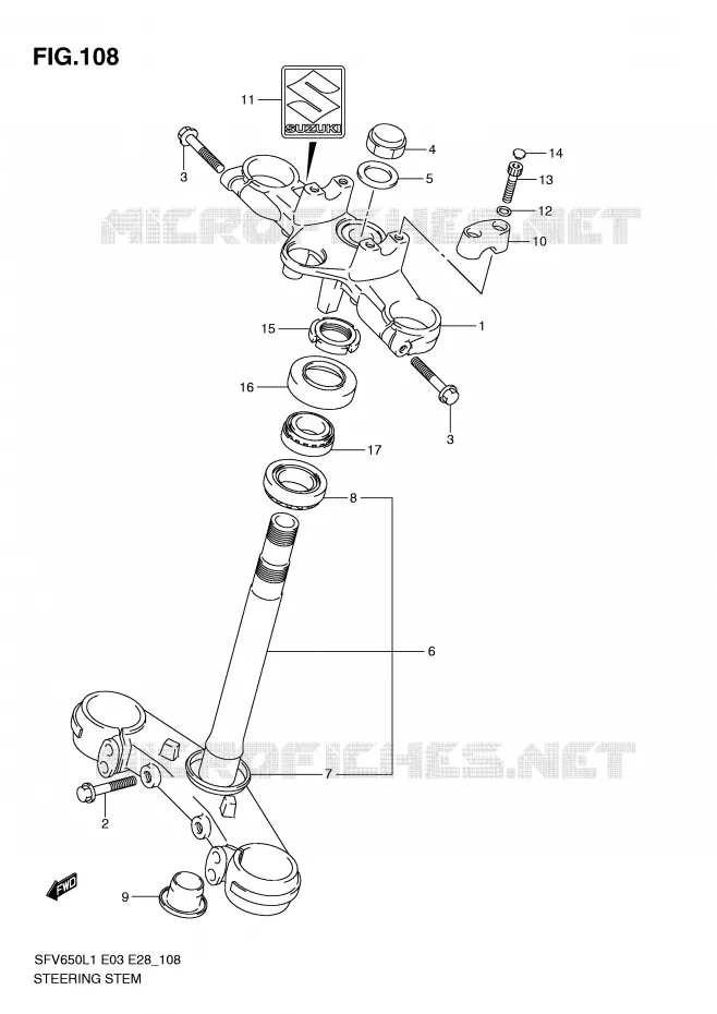 STUURKOLOM Suzuki MOTO 650 GLADIUS 2011  SFV650L1(E3/E28)