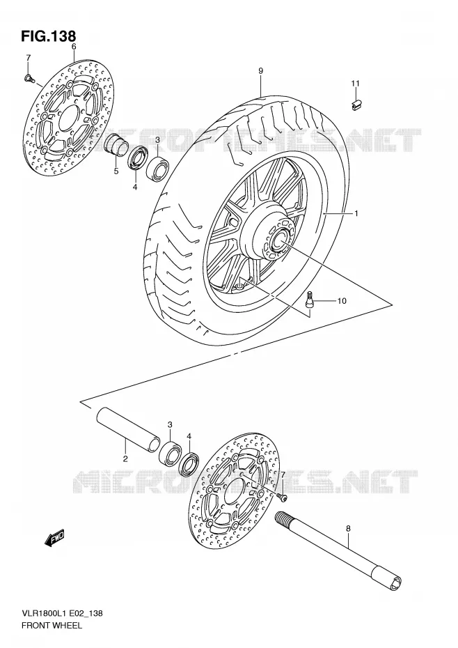 VOORWIEL (VLR1800TL1 E19) Suzuki MOTO 1800 INTRUDER 2011  VLR1800UFL1(E2)