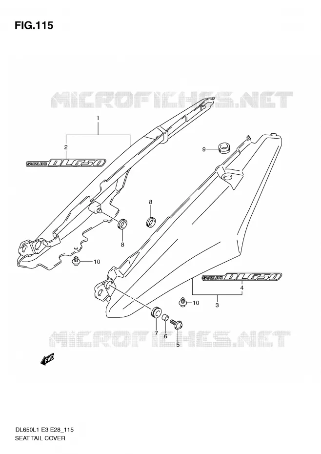 ACHTER KUIP - SEAT COWL Suzuki MOTO 650 V-STROM 2011  DL650AL1(E3)