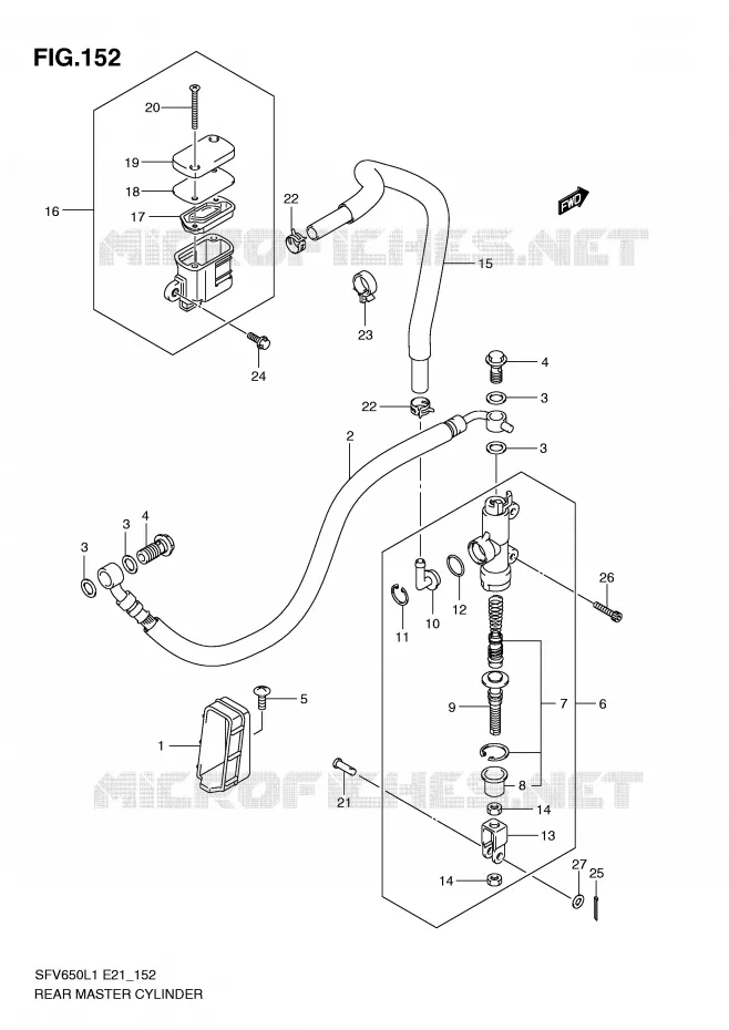 ACHTER hoofdremcilinder (SFV650L1 E24) Suzuki MOTO 650 GLADIUS 2011  SFV650L1(E21)