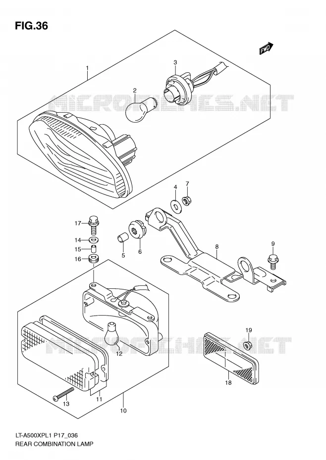 ACHTERLICHT (LT-A500XPL1 P17) Suzuki QUAD 500 KINGQUAD 2011  LT-A500XPL1(P17)