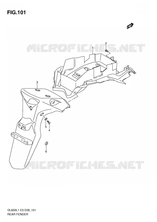 ACHTERSPATBORD (DL650AL1 E3) Suzuki MOTO 650 V-STROM 2011  DL650AL1(E3)