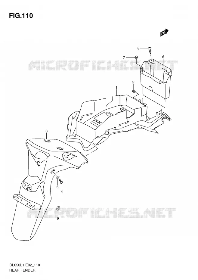 ACHTERSPATBORD (DL650L1 E19) Suzuki MOTO 650 V-STROM 2011  DL650UEL1(E2)
