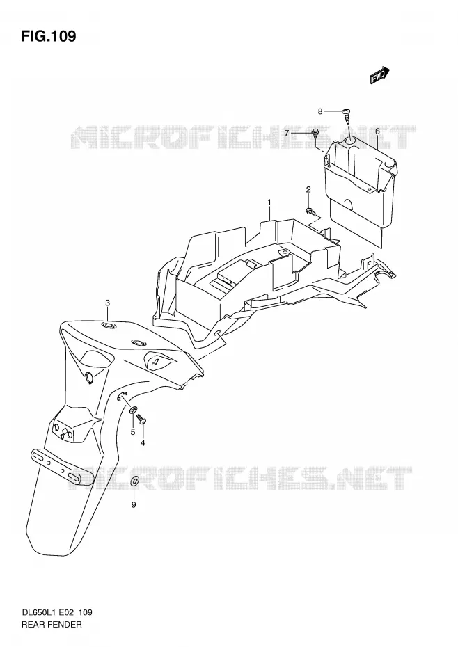 ACHTERSPATBORD (DL650L1 E2) Suzuki MOTO 650 V-STROM 2011  DL650L1(E2)
