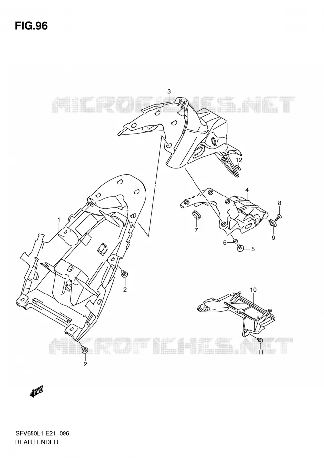 ACHTERSPATBORD (SFV650L1 E21) Suzuki MOTO 650 GLADIUS 2011  SFV650UAL1(E21)