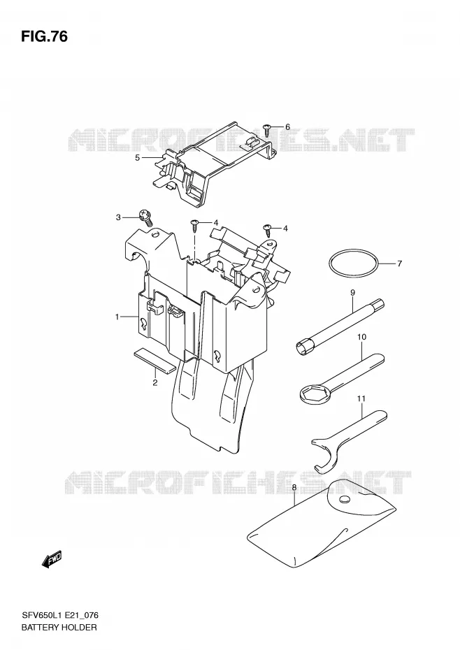 BATTERIJHOUDER (SFV650L1 E21) Suzuki MOTO 650 GLADIUS 2011  SFV650L1(E21)